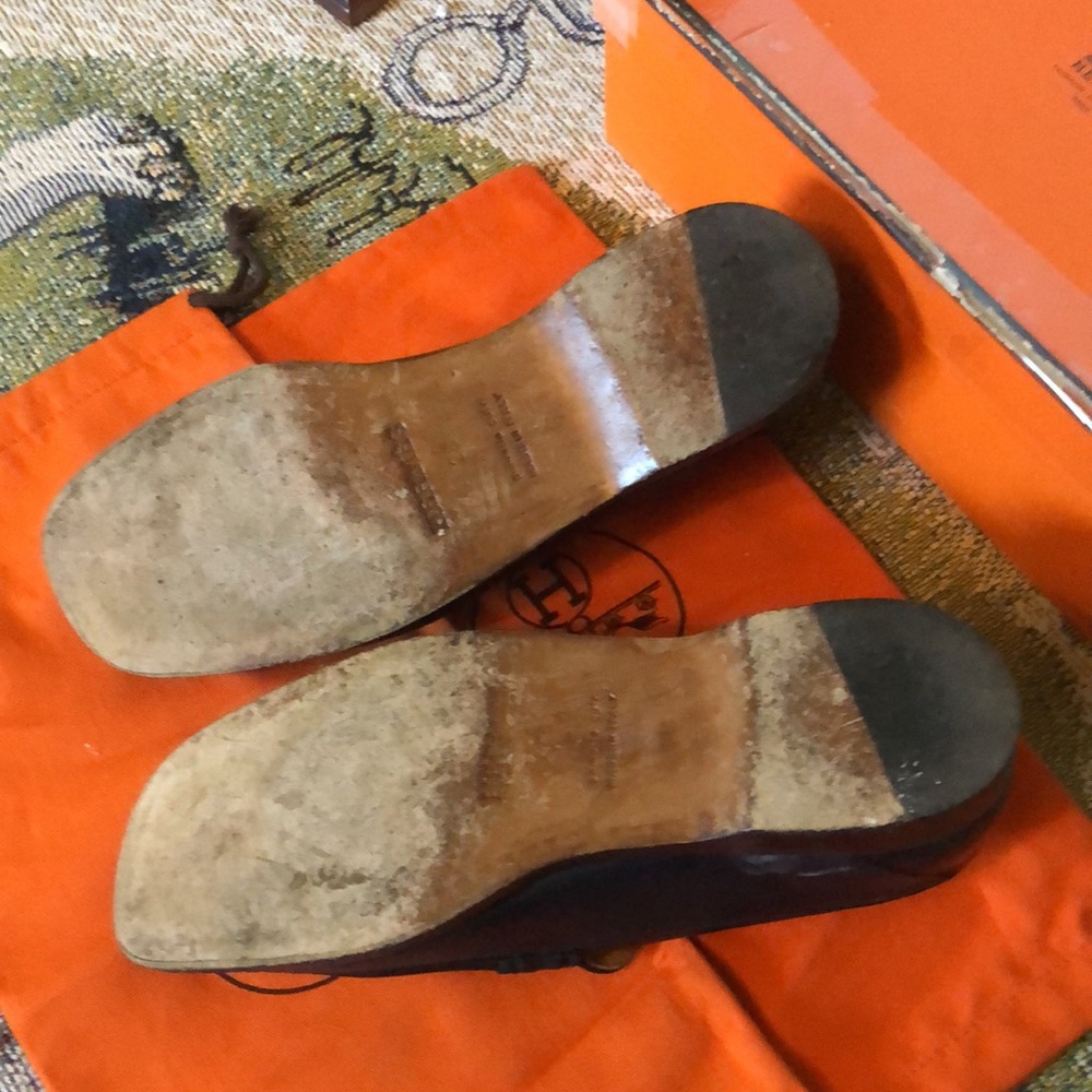 Hermes Paris loafer 38 EU box (bit beat) 2 dusters like new -blue but look black - Picture 3 of 12